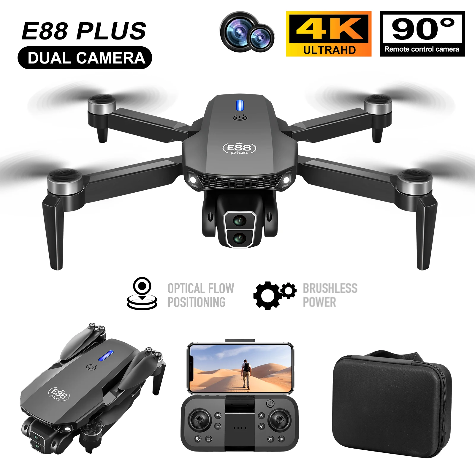 Drone Camera Night Vision - طائرة بدون طيار E88 Plus Quadcopter