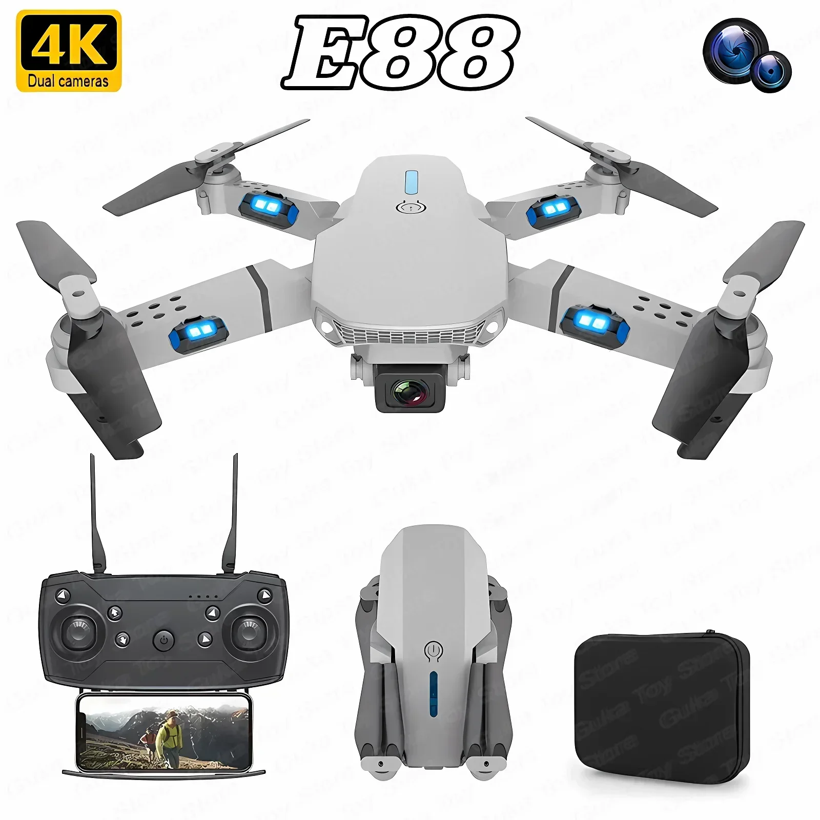 E88 Pro WIFI FPV الطائرة بدون  - مراجعة Drone Camera 4K وسعره